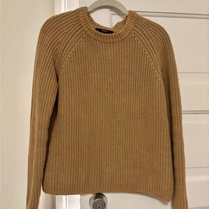 Quince Organic Cotton Fisherman Crew Sweater - Camel